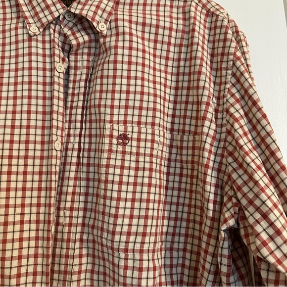 Timberland checkered button down long sleeve causal dress down shirt men L - Picture 6 of 8